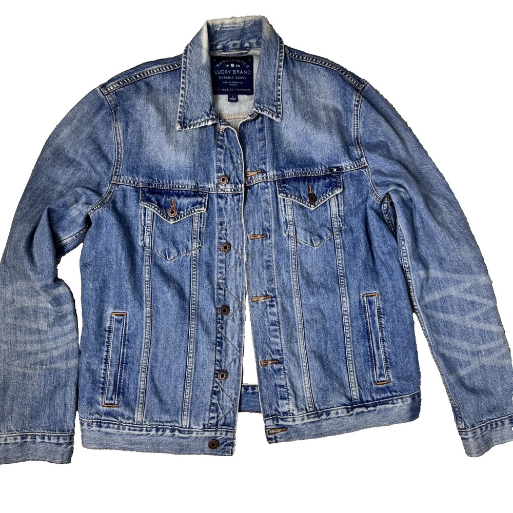 Lucky Brand Denim Trucker Jacket Mens Large Blue Jean Lakewood